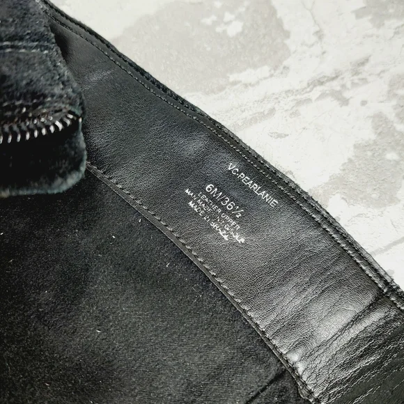 New Vince Camuto Perlanie Leather Black Pointy Toe Heel Knee Hight Boot T166 - Picture 12 of 13